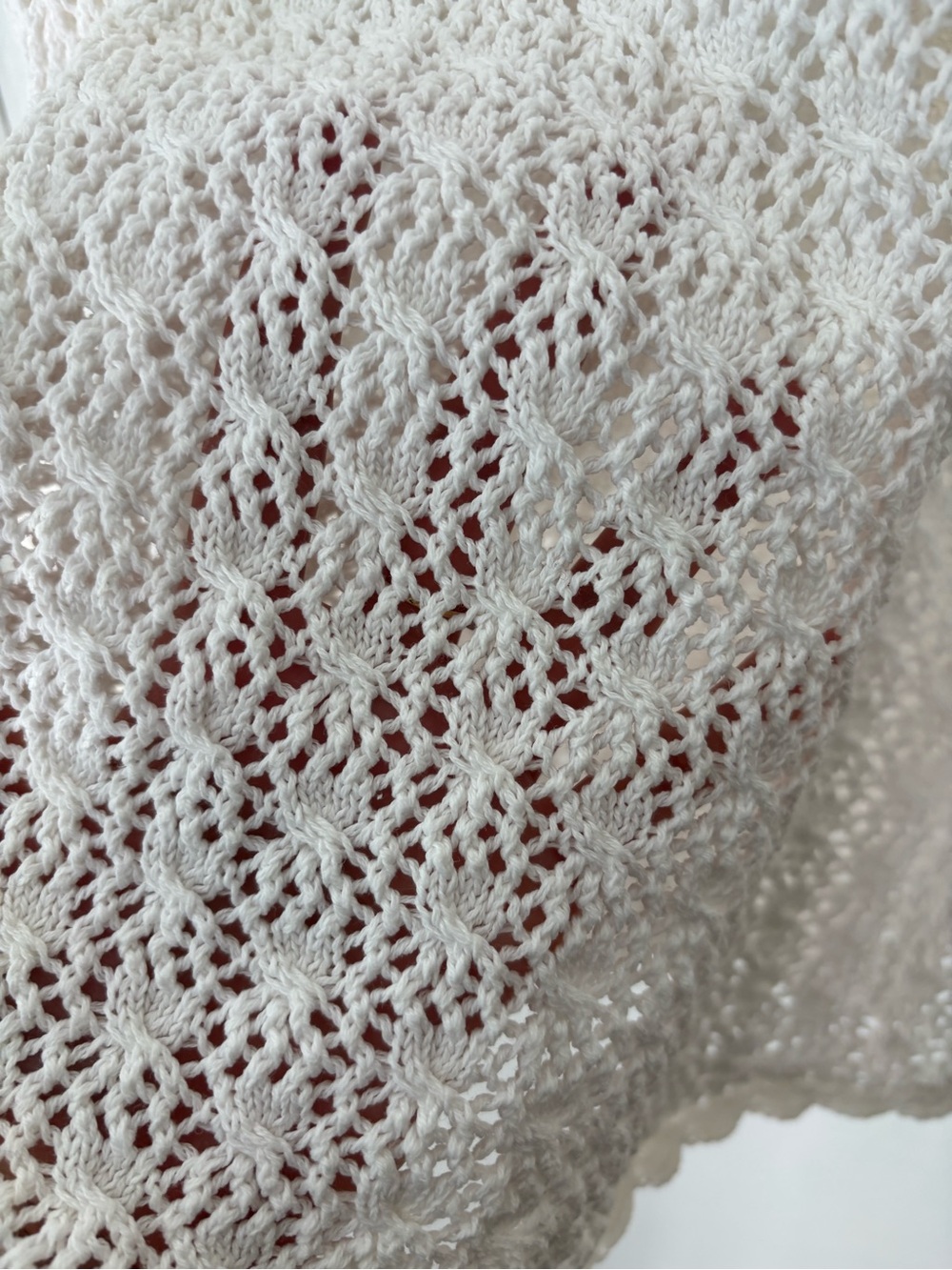 Northern Reflections White Open Knit Crochet Sweater L Cotton Boho - Picture 6 of 11
